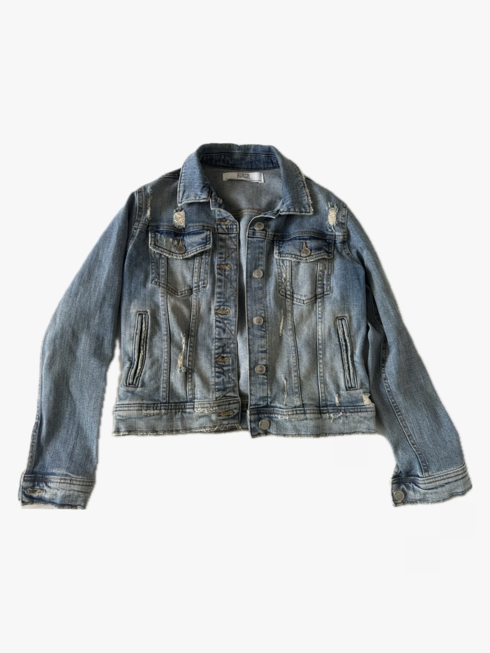 Zara Distressed Denim Jean Jacket